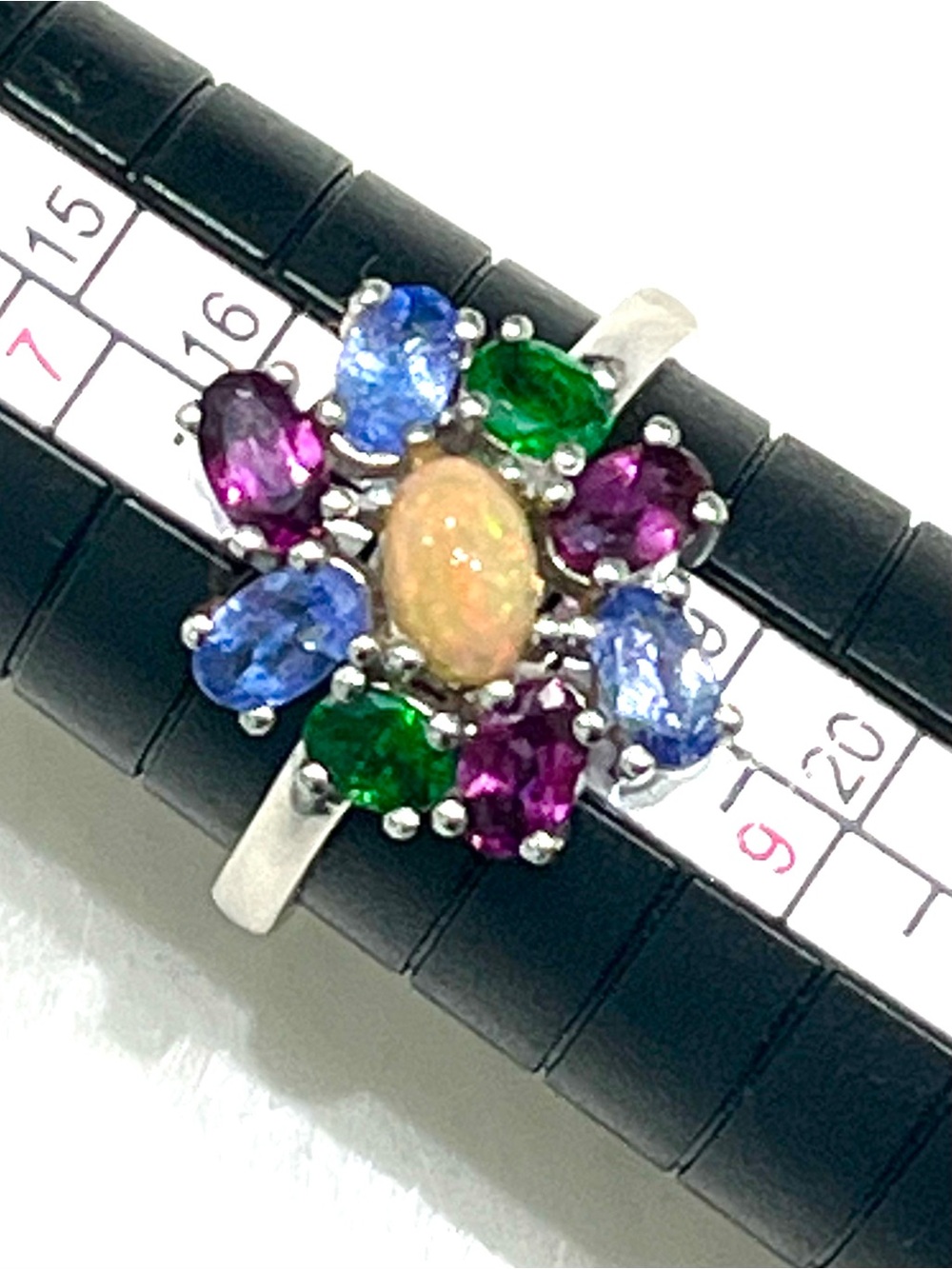 Opal Tanzanite Russian Emerald Amethyst 14KGP Ring
